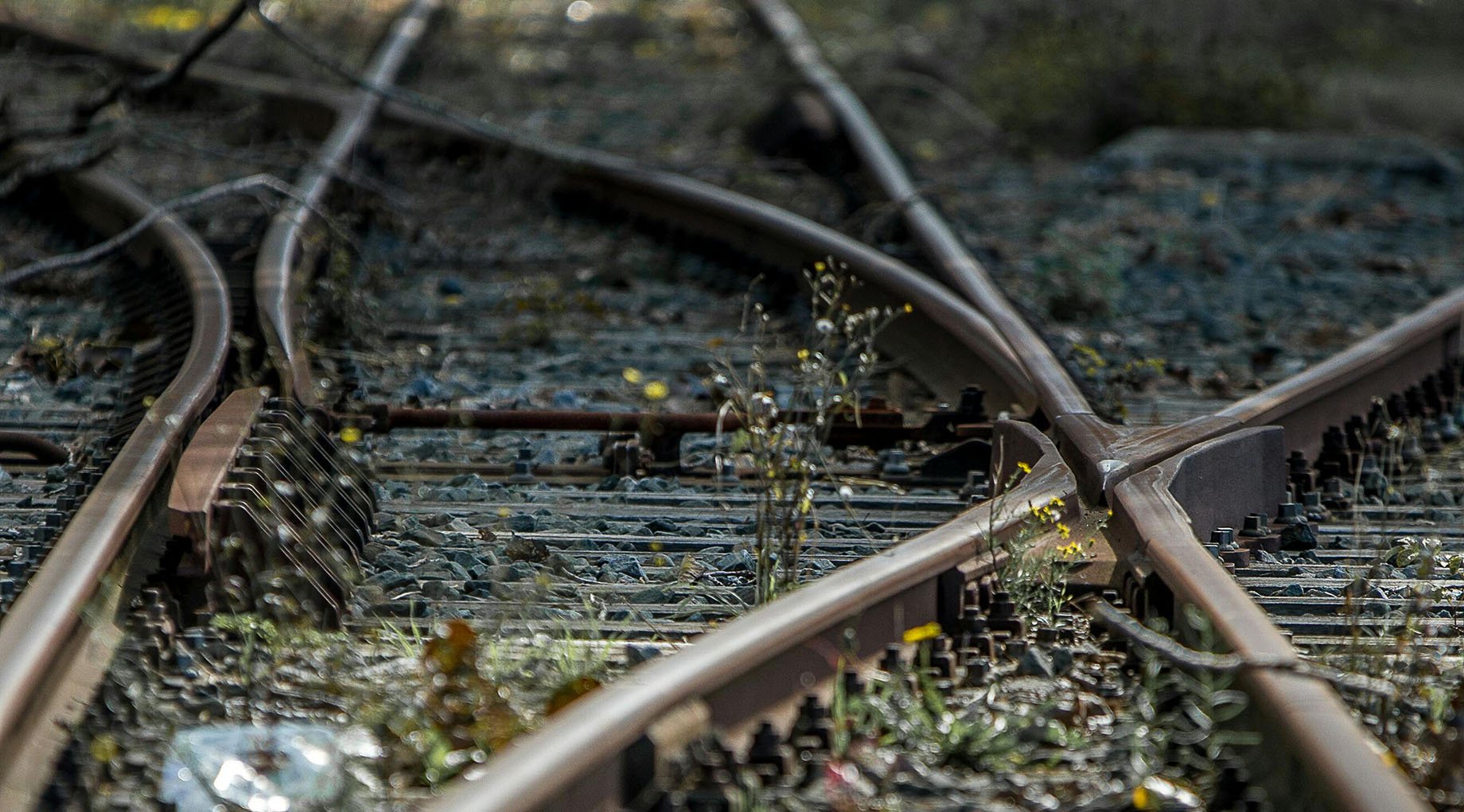 A photograph of a train track switchover.