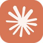 White starburst icon on orange background