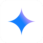 Blue four-pointed sparkle icon on gray background