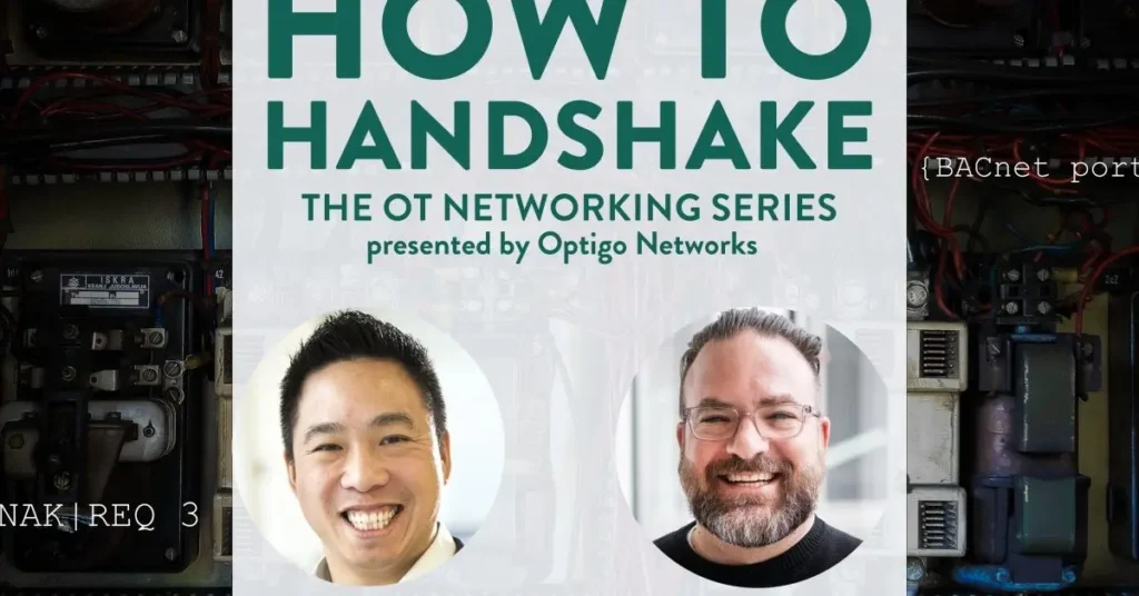Promotional banner for OT Networking series with speakers