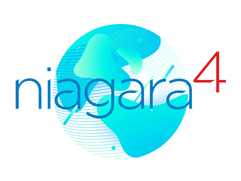 Niagara 4 logo with abstract teal design