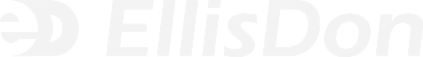 White EllisDon logo with stylized emblem on black background